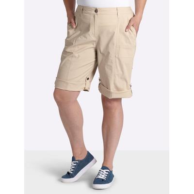 Bermudas SHEEGO, Damen, Gr. 50, Normalgrößen, beige (sand), 97% Baumwolle, 3% Elasthan, unifarben, Hosen Bermudas