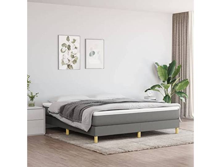 RJPLMFV Lattenrost mit Matratze, Dunkelgrau, 160 x 200 cm, Stoff Taschenfedern, feste Halterung, Latten, atmungsaktiv, langlebig