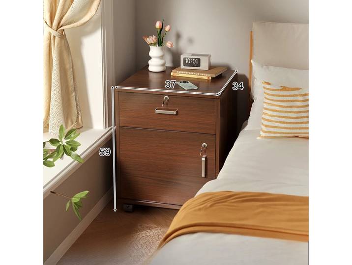 Nouvelle Table de Chevet Simple avec Serrure, Étagère de Rangement Amovible Multifonctionnelle, Meuble Bas de Chevet – Direct Usine