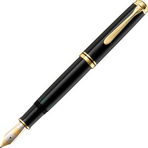 Pelikan Füller Souverän M1000, Feder F, schwarz, 18-Karat Goldfeder rhodiniert