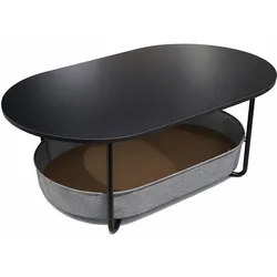 Relaxdays Ovaler Couchtisch mit Stauraum Anthrazit,Schwarz