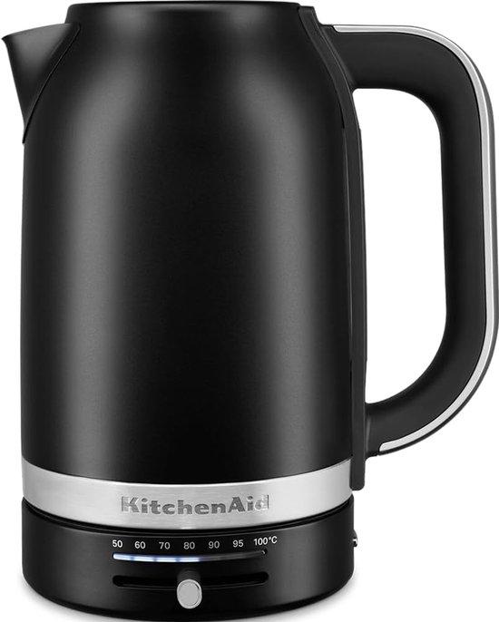Warmwasserbereiter Temperaturregelung - Elektrischer Kessel - Tee und Kaffee - Einstellbare Temperatur - 1.7 Liter - Matt Black