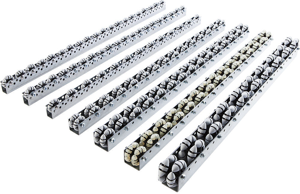 kaiserkraft Allseitenrollenleiste, für schwere Lasten, Tragfähigkeit 40 kg, Teilung 133 mm, Länge 2,4 m
