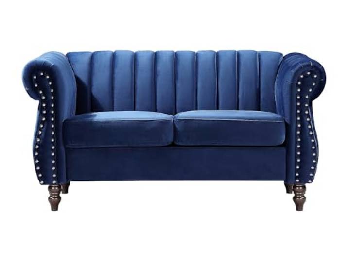 Couchgarnitur Chesterfield 2-Sitzer - Sam- Dunkelblau - TRUMBO Samtige Weichheit Mythische Chesterfield-Form Abnehmbarer Sitzbezug