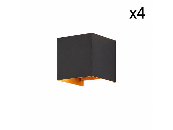 Applique murale en aluminium noir 10x10x10cm led 3000k 5w lot de 4