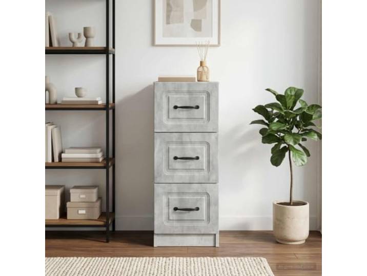 GPWERSDF Schubladenschrank Betongrau 33 x 34,5 x 87 cm Holzwerkstoff Moderner Schubladenschrank, rechteckiges Design, robuste Bauweise, glatte Oberfläche, pflegeleichte Reinigung
