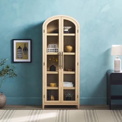 Walker Edison Arched Tall Bookcase with Glass Doors