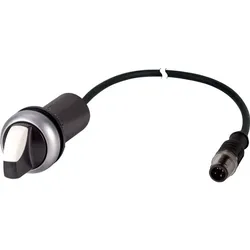 Eaton 186103 Wahltaste, mit Knebelgriff, rastend, 1 S, Kabel (schwarz) mit M12A-Stecker, 4-polig, 0.2 m, 2 Stellungen, Frontring Titan C22-WRK-K10-P1