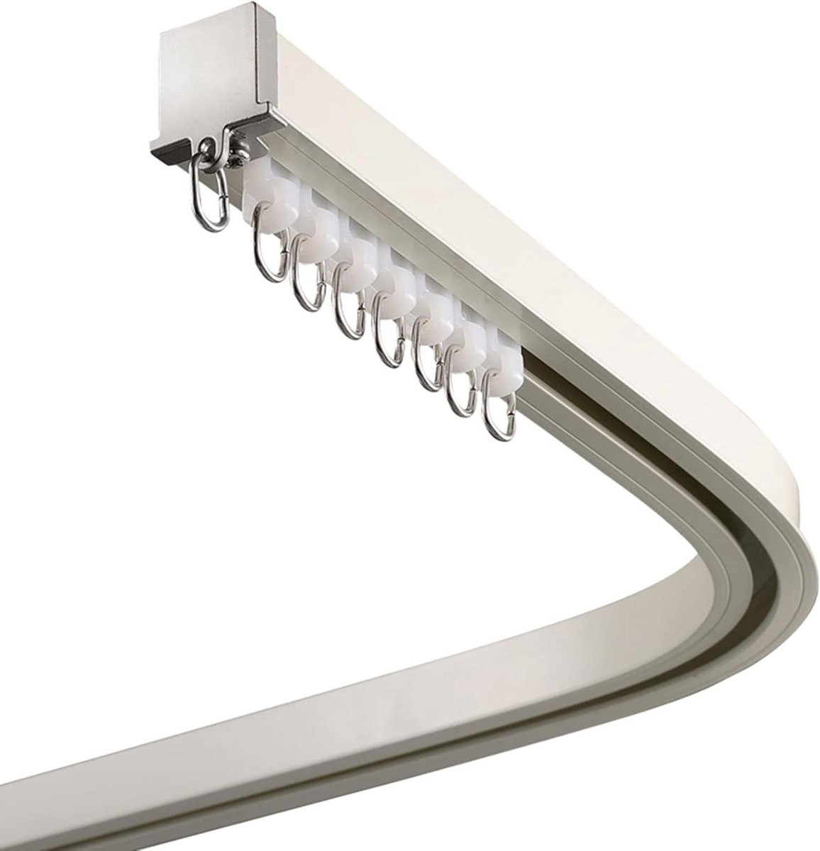 Flexibele gordijnrail in grijs van aluminiumlegering, 170 cm