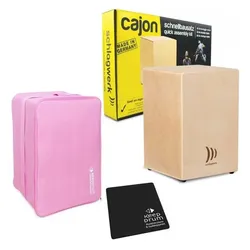 Schlagwerk CBA10S Cajon Bausatz mit Tasche Pink und Sitzpad (Cajon, Perkussion), Perkussion, Pink, Braun