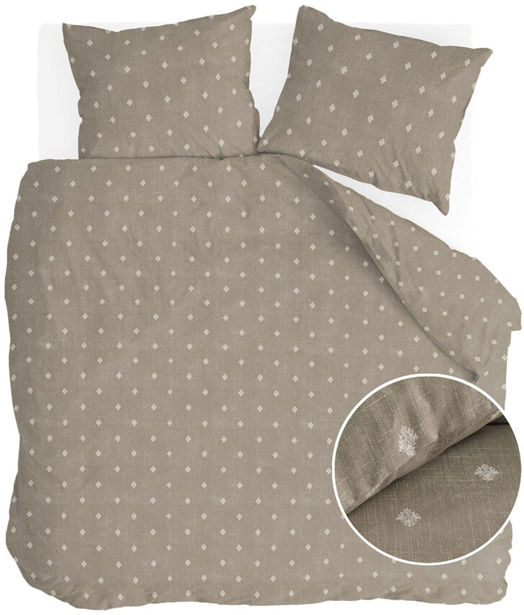 Walra Dekbedovertrek Remade Rustic GraCe, 200 x 220 cm, 100% katoen, Taupe