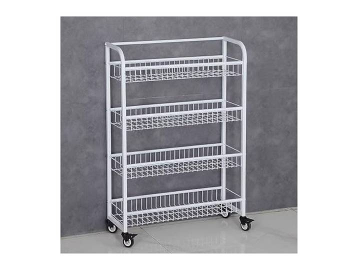 Snack-Organizer, 4-stufiges Supermarktregal, Lagerregale for Zuhause, Badezimmer, Büro(White,19.69x7.87x33.86 in/50x20x86 CM)