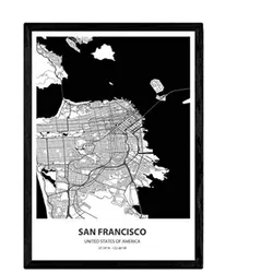 POSTER Karte Von San Francisco - Usa A3 Rahmenlos