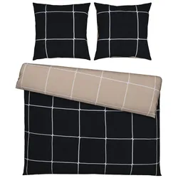 Bettwäsche Linnea Wende XXL Schwarz/Beige ca. 200x200cm