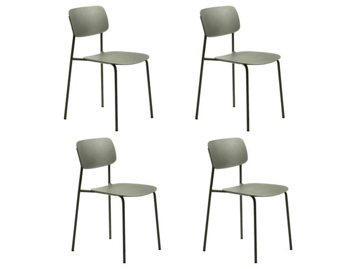 Livetastic Stuhl-Set Kirkland, Olivgrün, Kunststoff, Rundrohr, 43.5x79x61 cm, stapelbar, abwischbar, Esszimmer, Stühle, Esszimmerstühle, Esszimmerstühle-Set