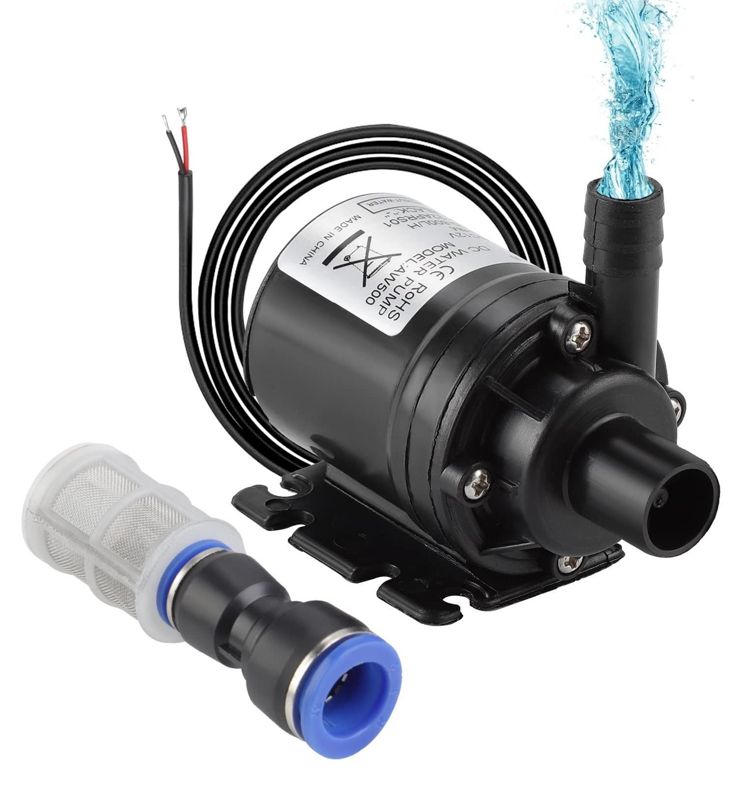 Lustrens DC 12V Mini Waterpomp met Filter, Dompelbare Borstelloze Waterpomp voor Aquarium en Vijver