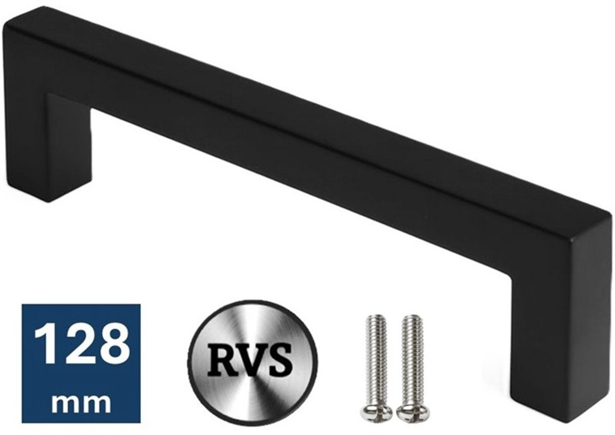 MSQDESIGN Zwarte RVS Handgreep 128mm