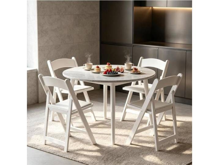 Lot de 4 chaises pliantes AESVAR blanches intérieur extérieur sans montage charge 120 kg