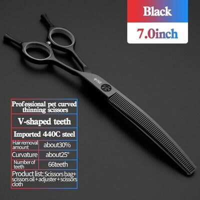 Inspire Select Professional 7 Inch JP440C Pet Grooming Scissors Curved Fishbone Thinning Shears For Dogs & Cats black Teeth