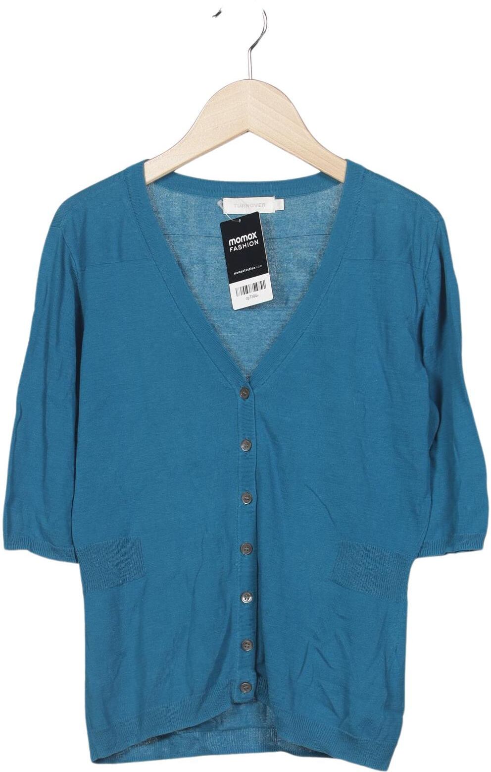 Turnover Damen Strickjacke, Türkis, Gr. M, Baumwolle - Second Hand
