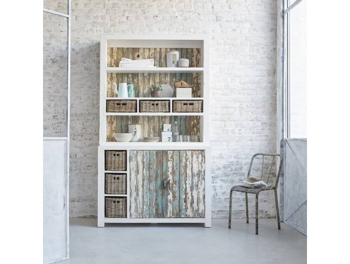 Bibliothèque en pin recyclé massif