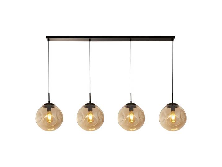 Hängeleuchte Punch, Schwarz, Bernsteinfarben, Metall, Glas, 25x120x146.5 cm, Europäischer Sicherheitsstandard, höhenverstellbar, Lampen & Leuchten, Innenbeleuchtung, Hängeleuchten, Pendelleuchten