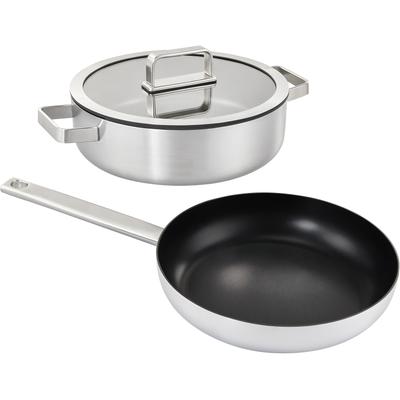Pfannen-Set HANSEATIC "PREMIUM", silber (silberfarben), Pfannen, mit Antihaftbeschichtung, für alle Herdarten, Induktion