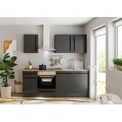 Küchenblock Jazz mit Geräten ca.220 cm Schwarz