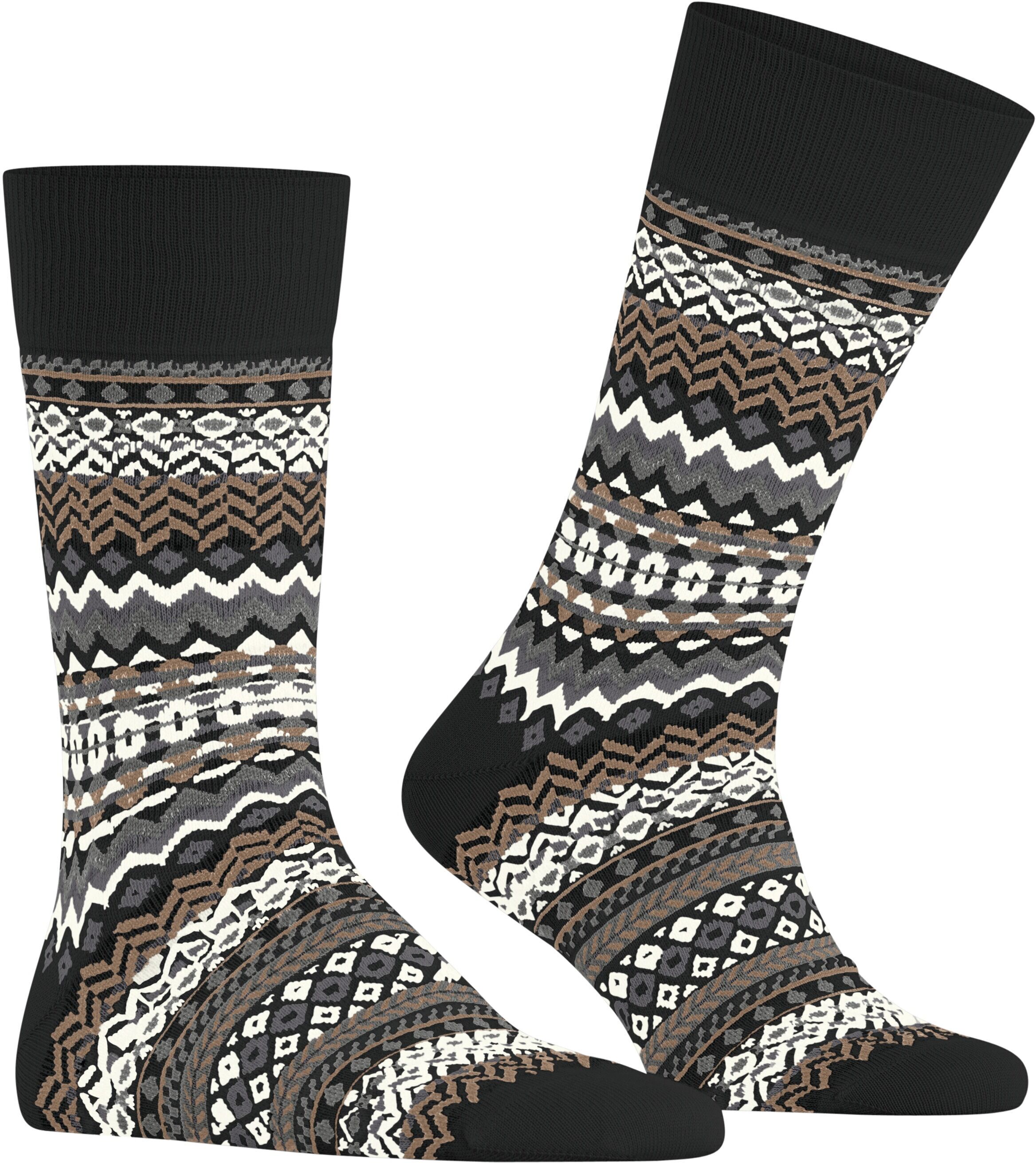 Socken BURLINGTON "Fair Isle", Herren, Gr. 40-46, schwarz (schwarz (3000)), Obermaterial: 67% Schurwolle WV. 27% Polyamid PA. 6% Baumwolle CO., glatt, Socken Socken