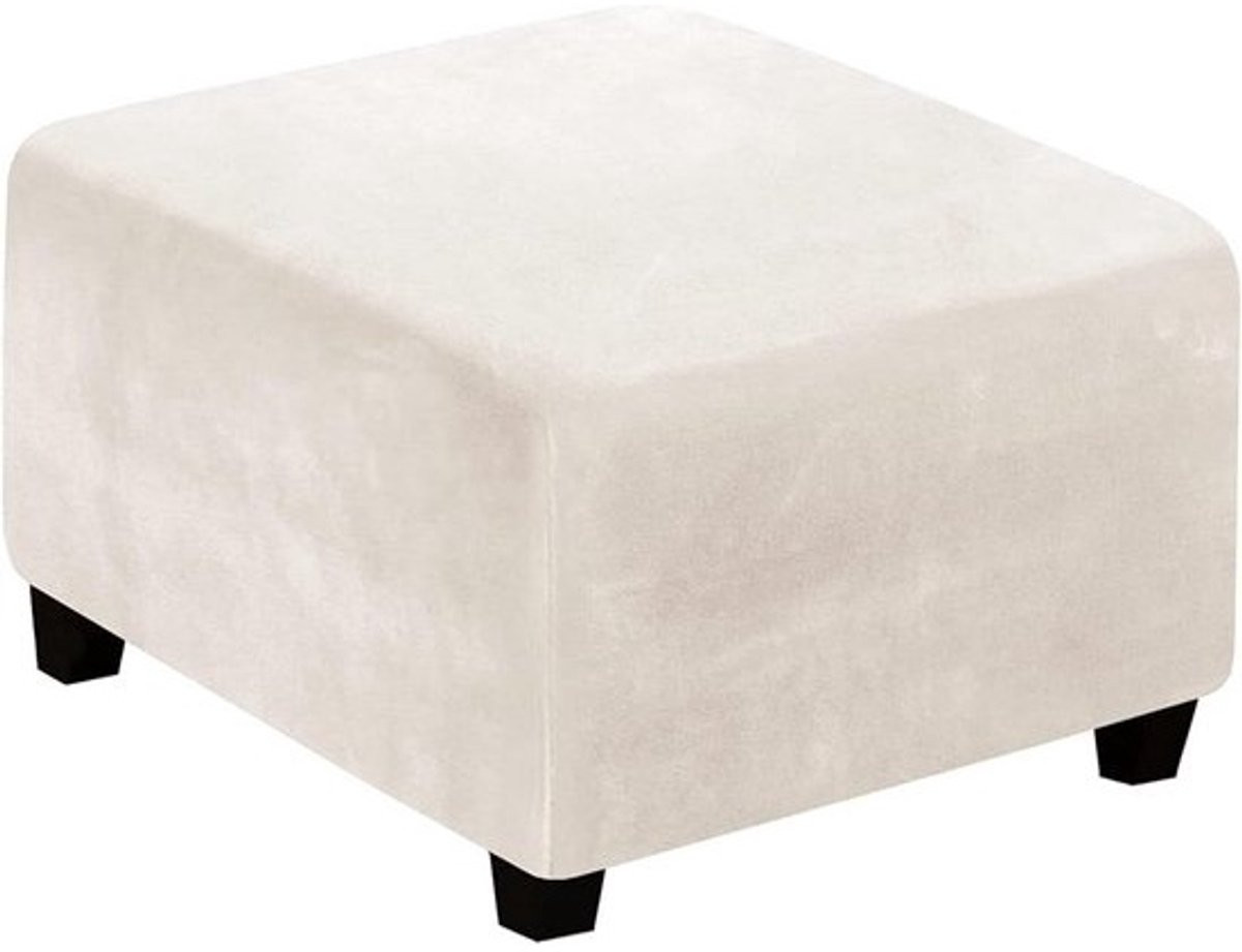 Elastische vierkante poefhoes XL - Ivory - Voetenbankhoes voor meubelrenovatie