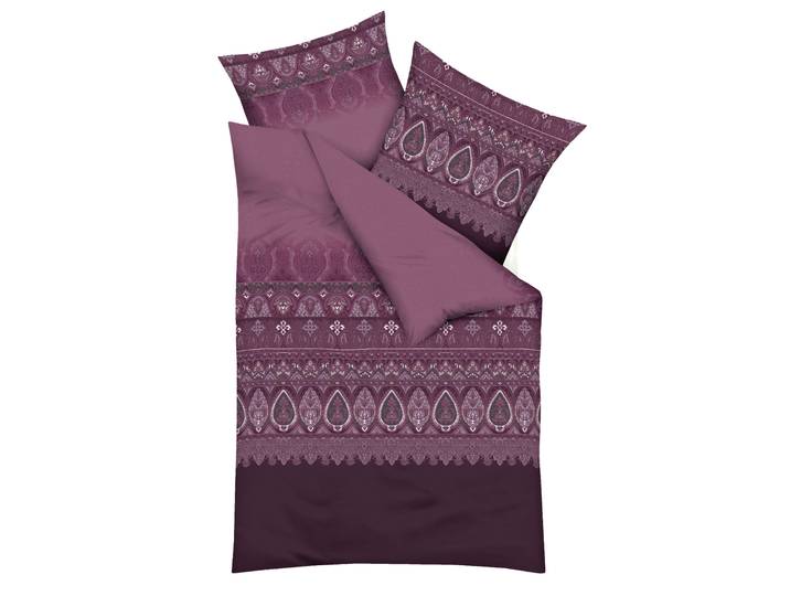 Bettwäsche KAEPPEL Opulence , lila (burgund), B/L: 155cm x 220cm, 1 Stk., 1 Stk., Mako-Satin, B/L: 80cm x 80cm, 2 Stk., Mako-Satin, Obermaterial: 100% Baumwolle, Bettwäsche, Bettwäsche, Paisleymuster
