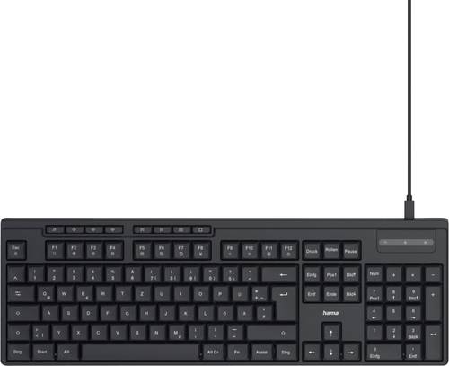hama 00173052 USB-Tastatur "CK-200", kabelgebunden, 8 Media-Tasten, Schwarz, QWERTZ DE