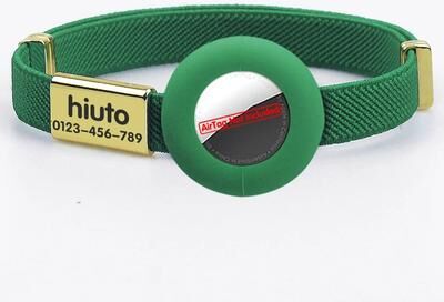 Inspire Select Personalized Breakaway GPS Cat Collar Adjustable AirTag Holder Collar With Custom Name Tag For Cats & Small Dogs green