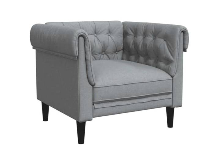 GHVBNMF Chesterfield Sessel Hellgrau Stoff Polstersessel Wohnzimmer Eleganter Polstersessel mit gerollten Armlehnen und weichem Stoffbezug für Wohnzimmer, Schlafzimmer und Büro.