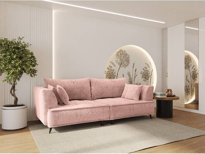 Big-Sofa Pink/Mauve Chenille 250 x 90 x 120cm Modern