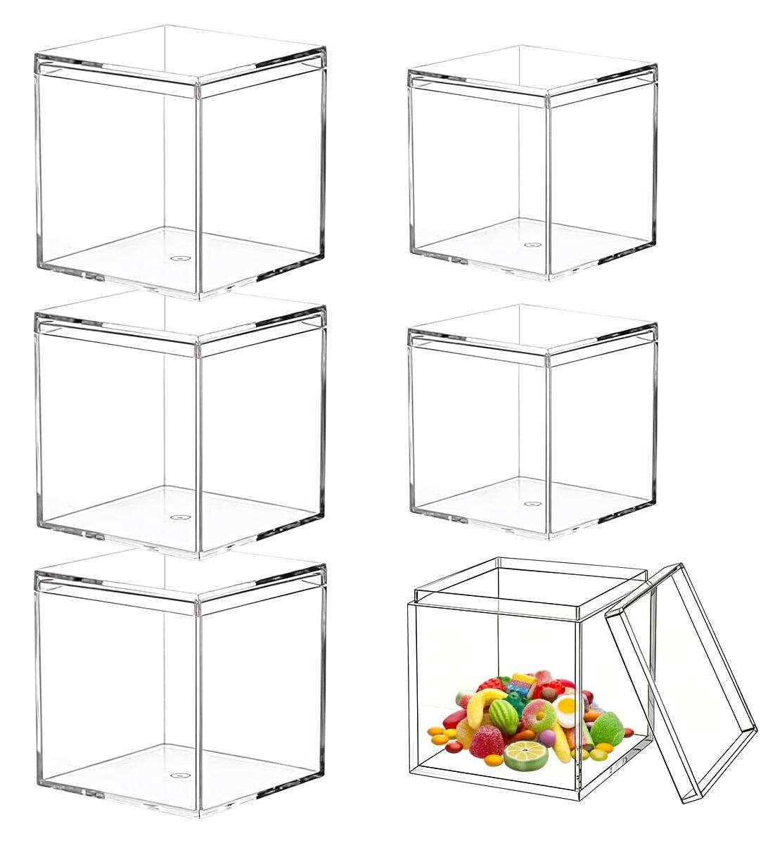 Dripio Set van 6 Acrylaat Opbergboxen met Deksel, Transparant