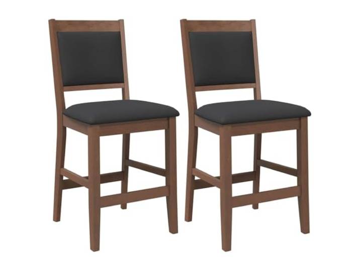 HGPOTUY Barhocker mit Kissen 2 STK. Braun Massivholz Gummibaum Ergonomische Rückenlehne, dichter Maserung, stoßfest, Esszimmer, Wohnzimmer, Entspannung