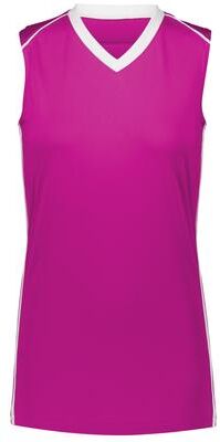 Augusta Sportswear 1687 Athletic Women's Rover Jersey T-Shirt in Power Pink/White size Large   Polyester