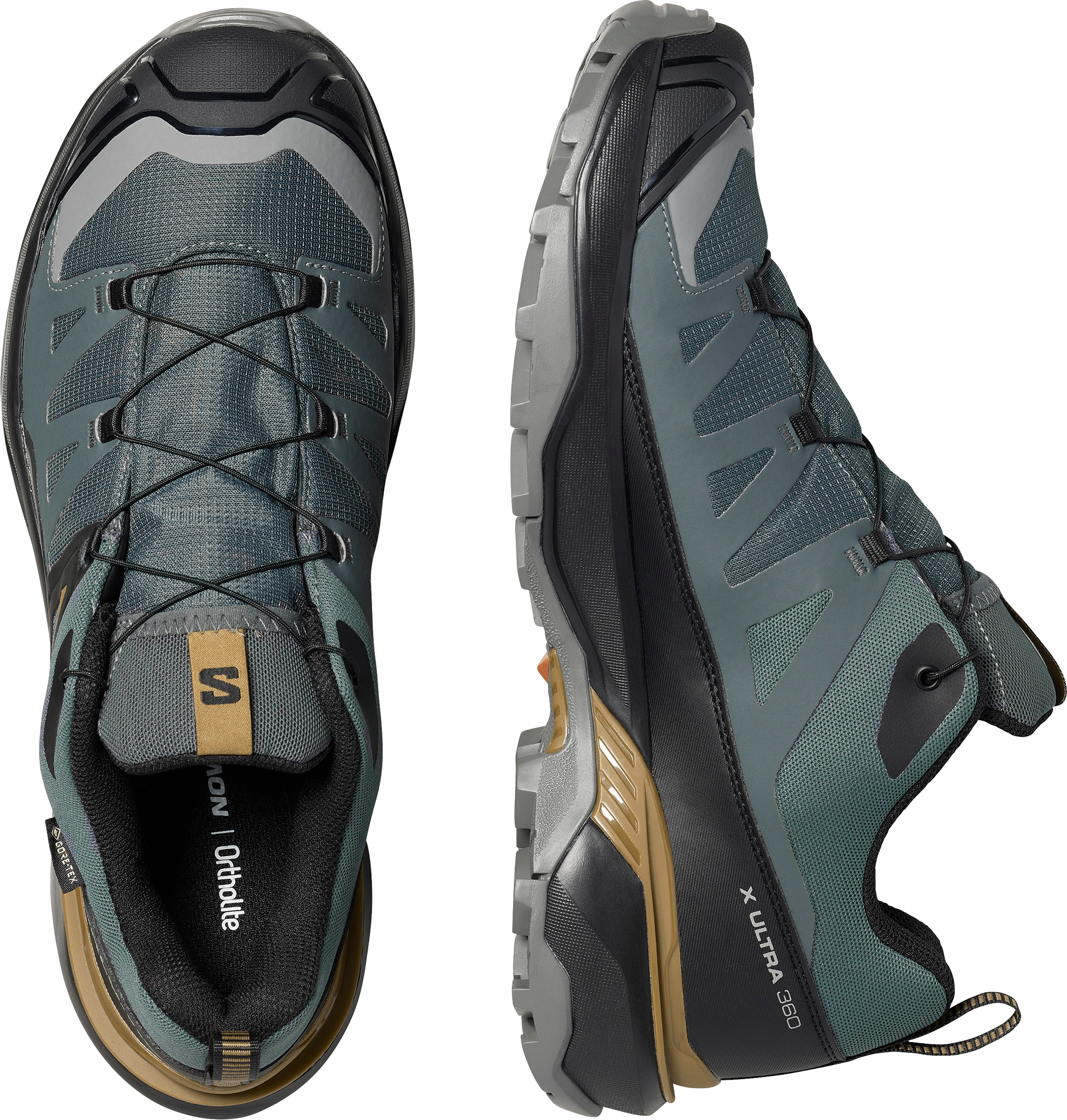 Wanderschuh SALOMON "X ULTRA 360 GORE-TEX", Herren, Gr. 42, atmungsaktiv, grün (urban chic, schwarz, plantation), Synthetik, Textil, Schuhe Wanderschuh, wasserdicht urban chic, schwarz, plantation 42, atmungsaktiv