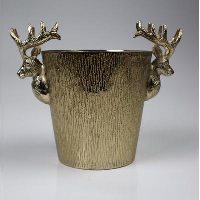 Wein- und Sektkühler AM DESIGN "aus Aluminium", gold, B:25cm H:21cm T:17cm, Aluminium, Eiskübel, BxTxH: 25x17x21 cm