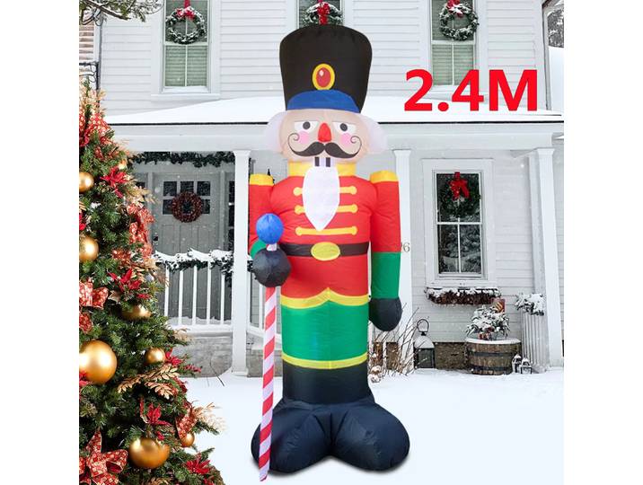 Soldat Casse-Noisette Gonflable de 2,4 m avec Lumière LED Intégrée, Décorations de Noël Extérieures pour la Maison, la Cour, le Jardin, Décoration de Noël