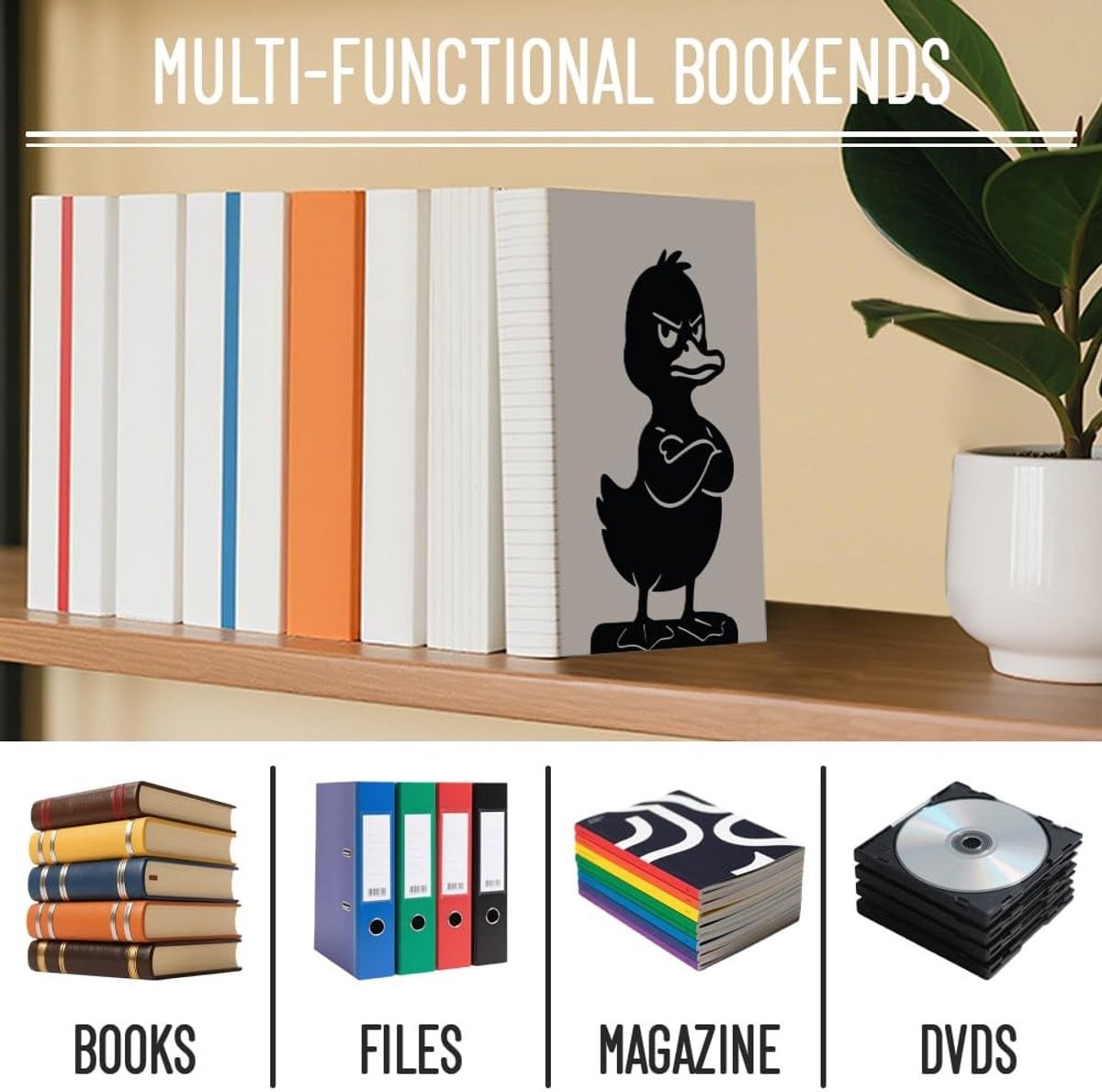Solidchoice - Grappige Eenden Metalen Boekensteunen voor Decoratie