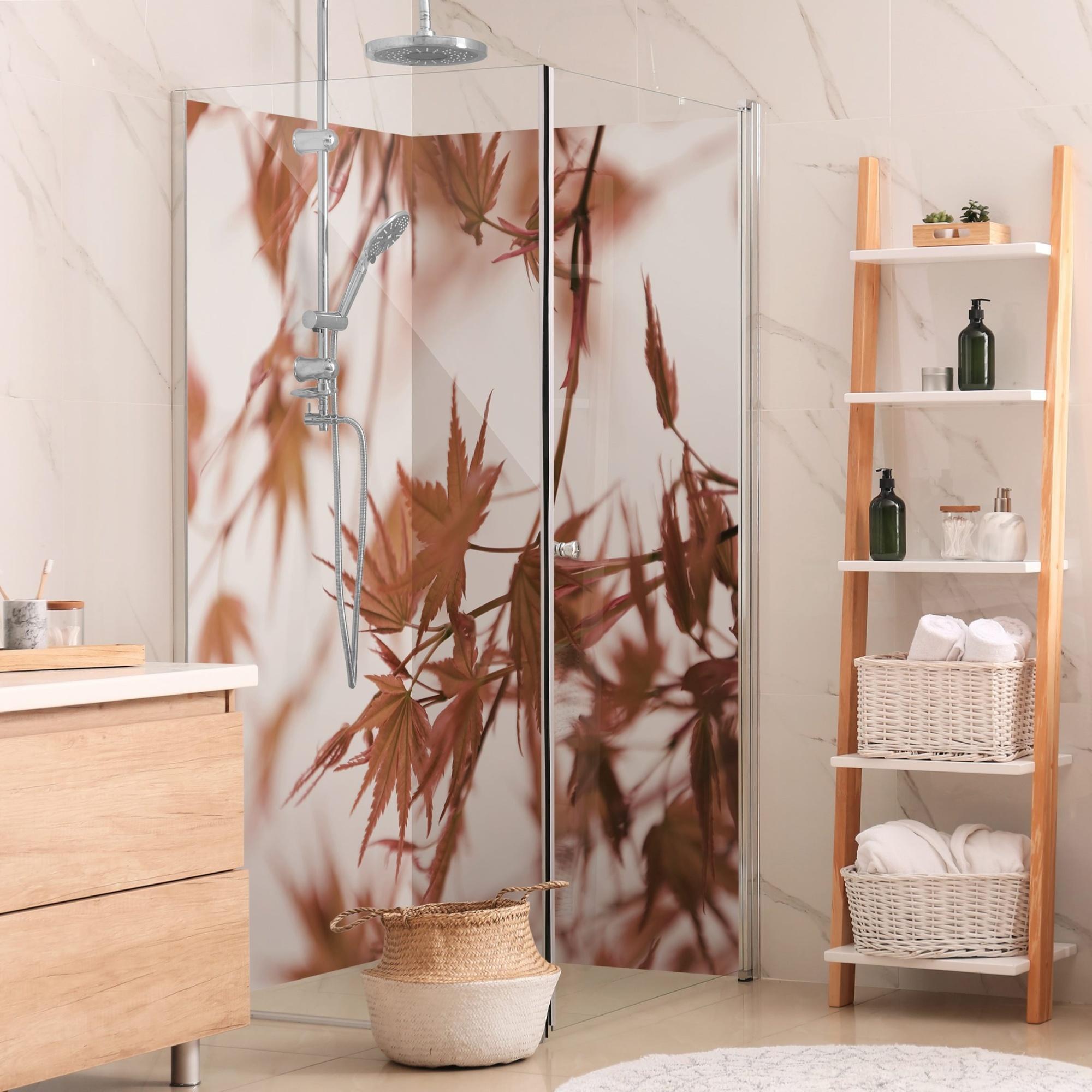 Duschrückwand mit Motiv selbstklebend - 0.61 mm Wandpaneel wasserfest Design rot Motiv Badrückwand fugenlos Premium matt 110x200 cm
