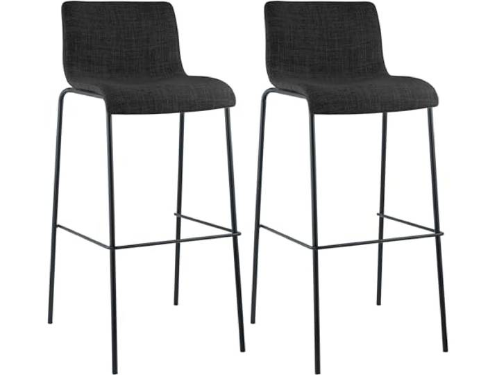 CLP Barhocker 2er Set mit Lehnen Hover, Barstühle stapelbar mit Stoffbezüge, Stapelstühle Metallgestelle bis 150 kg belastbar Farbe dunkelgrau Gestell Farbe schwarz