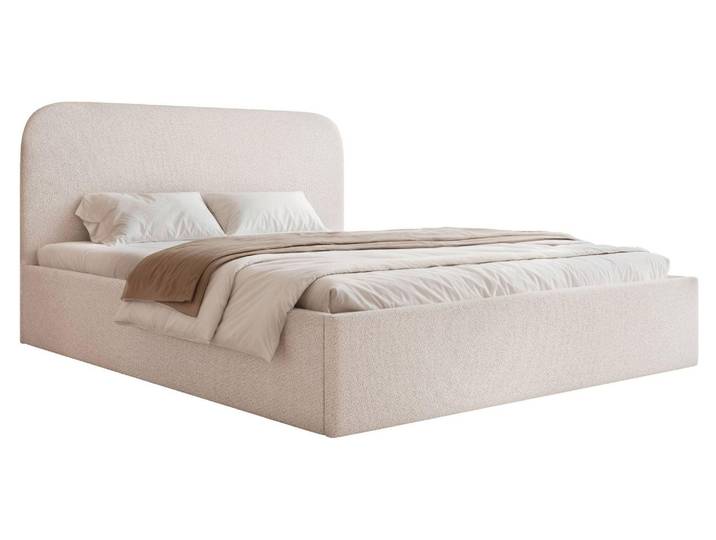 Selsey Sonvivo - Lit capitonné 160x200 avec sommier\, chenille\, beige clair