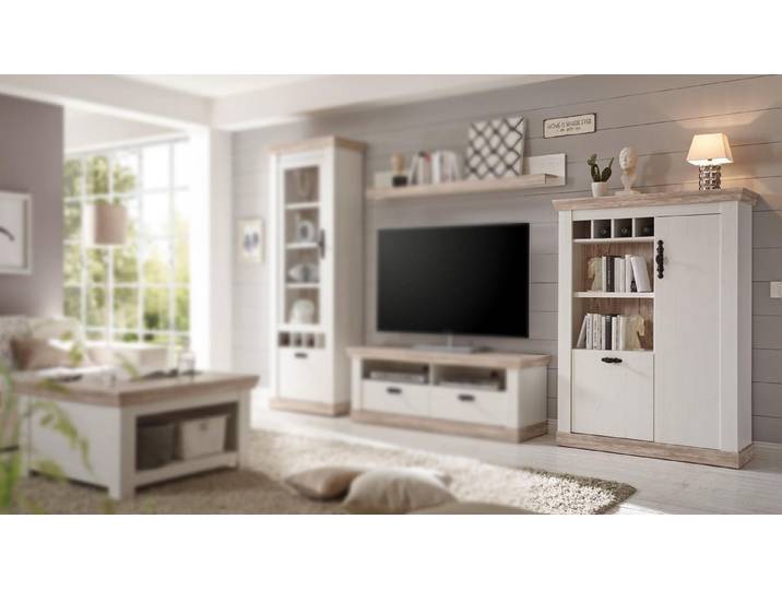 Möbel Akut Highboard Kommode Florenz Schrank Highboard in Oslo Pinie weiß 105 cm