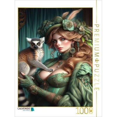 CALVENDO Puzzle Ein Motiv aus dem Kalender Eleganz der Exotik - Femme Fatale im Bohème-Chic mit tierischen Begleitern | 1000 Teile Lege-Größe 64x48cm,