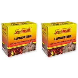 Favorit, Holzkohle, 2er Set Lavasteine  für Gas- und Elektrogrill (2 x 3kg Karton)
