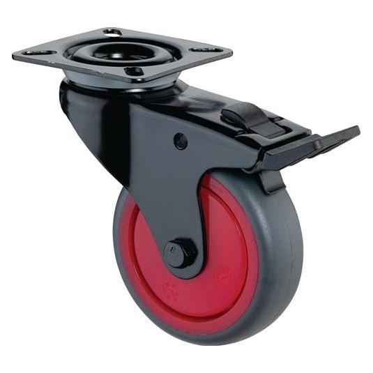 BS Rollen Lenkrolle mit Feststeller Rad-Ø 75 mm Tragfähigkeit 60 kg mit Anschraubplatte mit Totalfeststelle... (A820.A85.075.03)