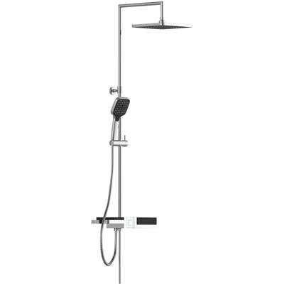 Duschsystem SCHÜTTE "BLUEPERL", schwarz, Brausegarnituren, Duschsystem mit Regendusche und modularem Ablagesystem, Duschbrause